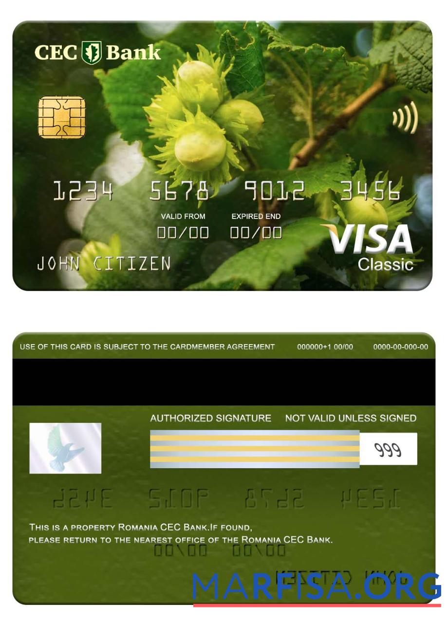 Downloadable Romania CEC Bank visa classic card download for verification